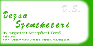 dezso szentpeteri business card