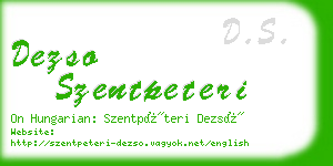 dezso szentpeteri business card